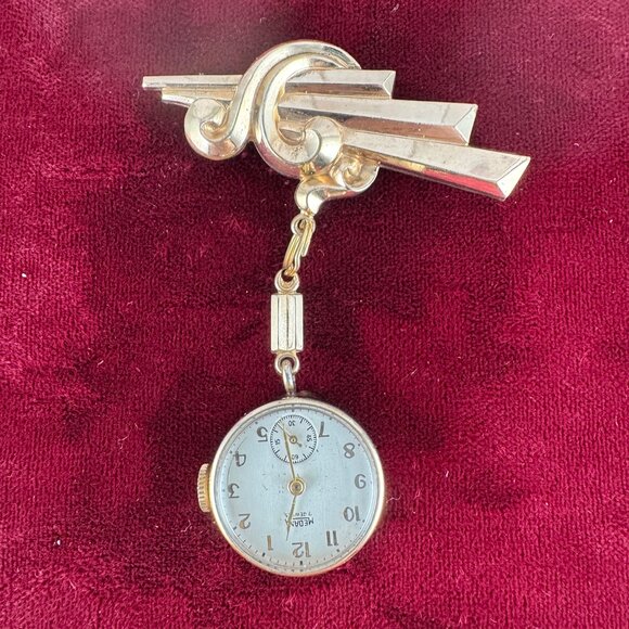 Vintage 1950's Medana Watch Broach with a 7 Jewel Mechanical Movement - Picture 3 of 5
